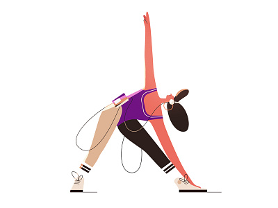 Yoga 01 character design illustration pose walkman yoga