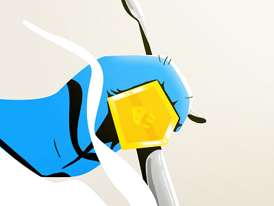 Biker on the road biker character chrome design gold hand illustration