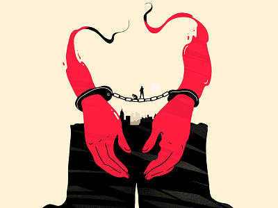 Justice crime handcuffed hands illustration justice