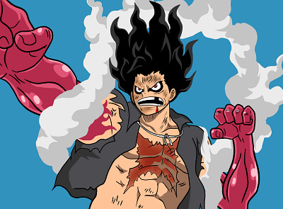 One Piece - Luffy Gear 4 "Snake-man" adobe anime cartoon design digital art illustration luffy one piece vector