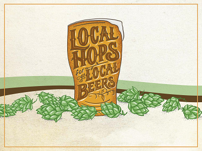 Local Hops for Local Beers design handlettering illustration