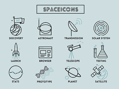 Space & Science Line Icons icons line icons lined icons science space two tone web