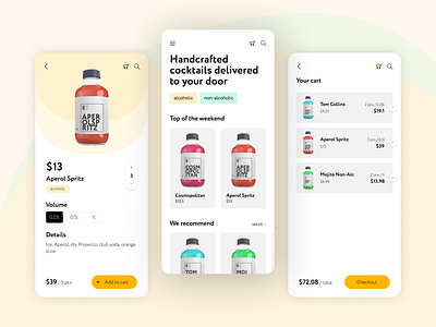 Cocktails delivery app app cart delivery design figma food mobile ordering store ui ux