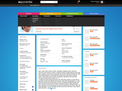 Exponentiel - social network art arts dashboard design interface network pro reseau social tools ui user ux web website