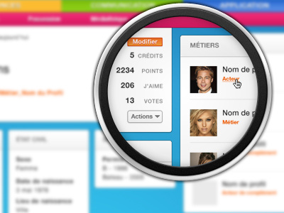 Exponentiel - Profiles list profile picture button web website design interface user ux ui dashboard tools arts art pro reseau network social retina glass magnifying