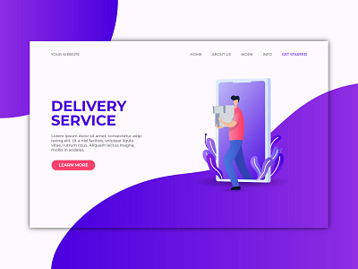 landing page delivery service background business concept delivery e commerce graphic homepage illustration interface landing layout package page responsive service technology template ui and ux vector website