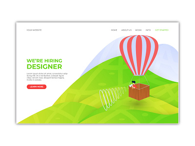 we're hiring landing page background business concept e commerce graphic hiring homepage illustration interface job landing layout page recruitment responsive technology template ui and ux vector website