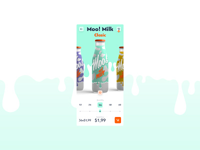 Product Page Moo! Milk clean milk mobile mobile app mobile design product page quantity store ui ui ux ux
