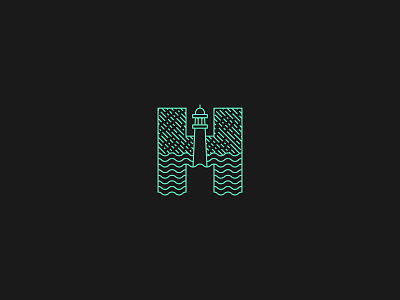 Lighthouse + "H" Logo Design
