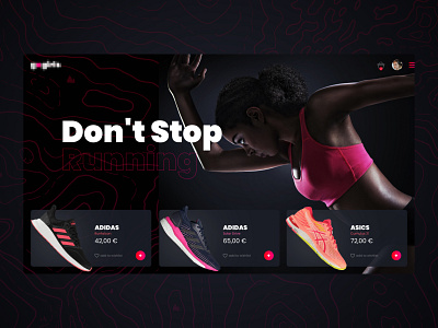 Running Shoes - Header black clean dark header pink products web webdesign