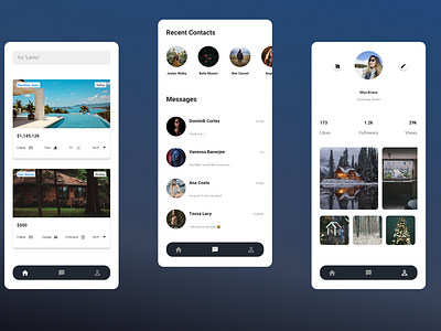 Flutter Social Media/Real Estate UI