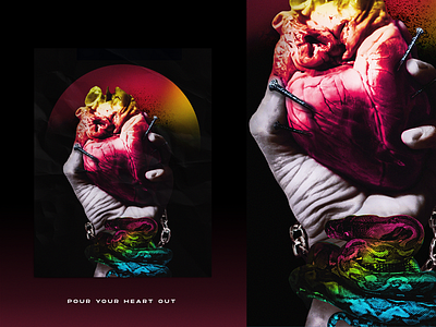 Pour your heart out chains collage colorfull heart love nails snake unrequited