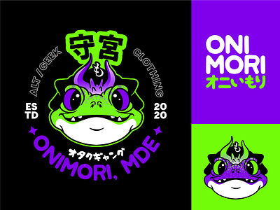 Onimori brand branding frog gecko geek japanese logo mde oni toad yokai