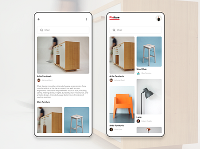 Piniture - Furniture Idea App app bank app design furniture furniture app furniture design furniture website mobile app mobile app design pinterest ui uiux ux vector