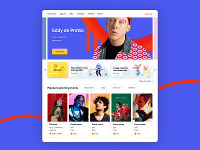 The main page of ticketing service branding concept concert creative design homepage main page ticket ui ux visual web