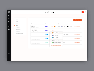 Lendingblock - Trading Platform branding crypto cryptocurrency dashboard menu navigation product design profile settings sidebar studio ui users ux website