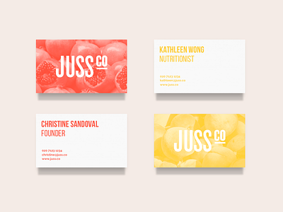 Juss Co - Business Cards brand brand guidelines branding business cards cards collateral design fresh fruit identity identity design logo