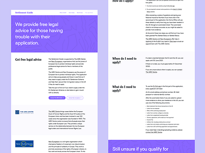 Settlement Guide - Web App app application brand charity design identity purple sketch sonntag ui web app website