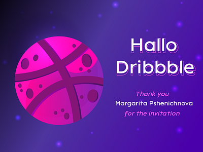 Hallo dribbble! design illustration planet thank you