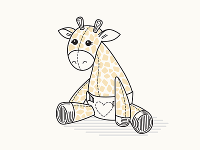 Plush Giraffe Toy animal baby cartoon diaper flat giraffe illustration line stuffed toy