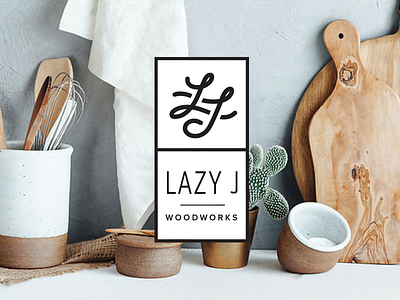 Lazy J Woodworks Logo & Identity elegant line logo mark modern monogram