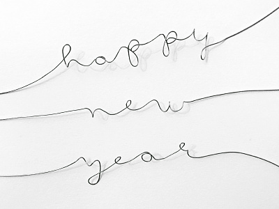 Happy New Year! Wires hand lettered type happy new year illustration line wire