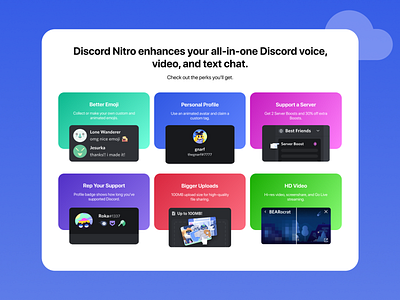Discord Nitro Feature Section Remake chat app chatbot design discord ui uiux ux ux ui uxdesign web design website