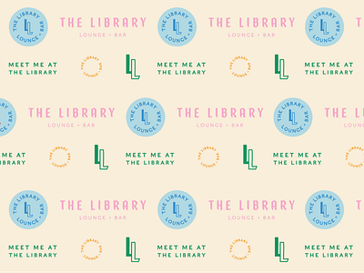 library pattern badge branding design identity library logo design lounge pattern type typography
