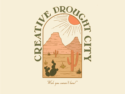 creative drought city cactus desert design drawing illustration mountains pink postcard sun texture type typography