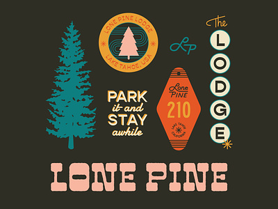 Lone Pine Lodge badge branding design hand lettering hotel illustration lodge pine tree retro texture type typography vintage