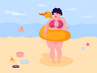 Summer vibes adobe illustrator fun illustration sea summer vector woman