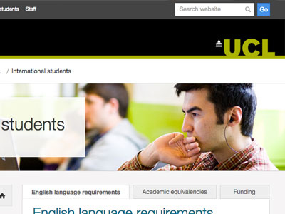 Ui Design International Students UCL layout navigation tab ui