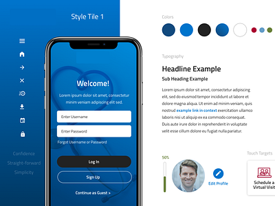 Healthcare Mobile App Style Tile app clean color palette design sytem healthcare mobile mobile app modern simple style guide style tiles styletile