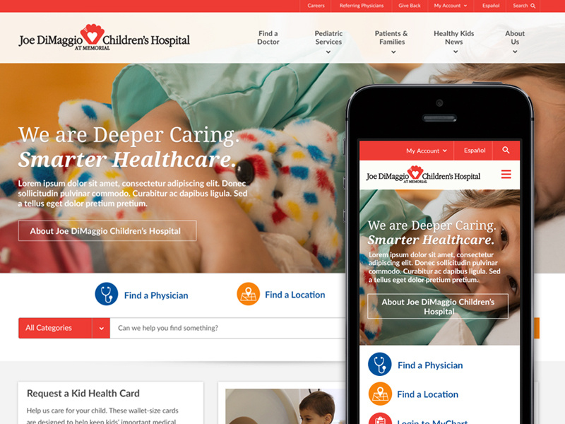 Responsive Children's Hospital site by Lauren Shirrell on Dribbble