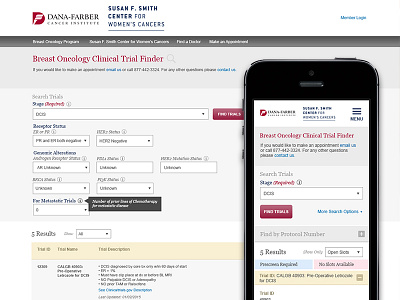 Responsive Clinical Trial Finder