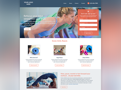 Landing Page Template for Health Services full width health healthcare landing landing page responsive template yoga