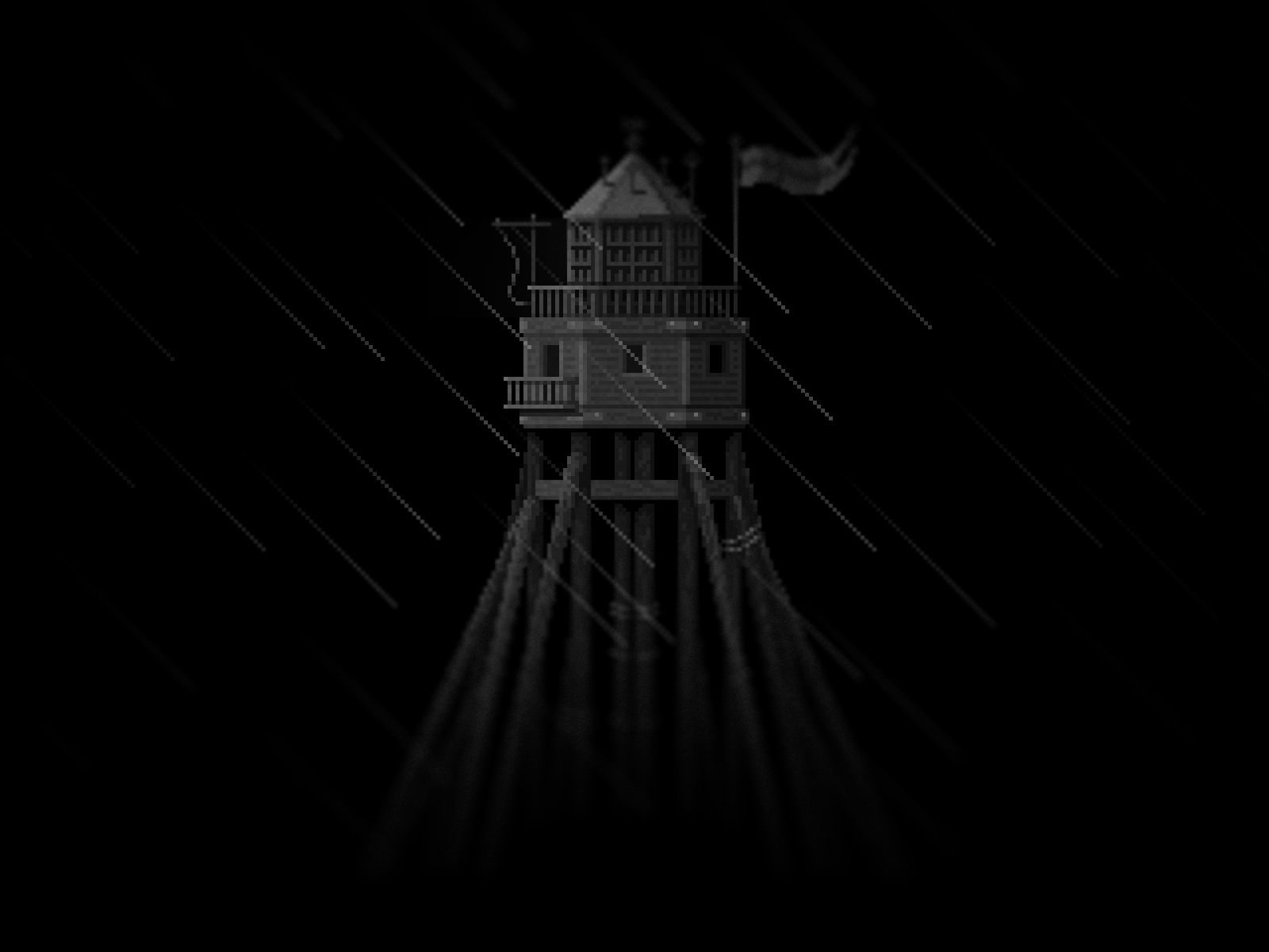 Lighthouse Pixel Art animation black and white light lighthouse pixel pixel art rain storm