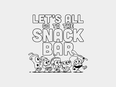 Let's All Go To The Snack Bar baseball characterdesign chef hat colouring book hot dog illustration kids marching mlb new york pizza popcorn snack bar soda yankees
