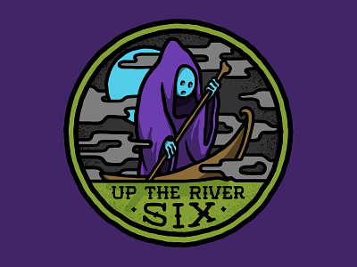 Up The River Six | Ben Cochrane 666 badge bowl bowling death gutter illustration logo river styx