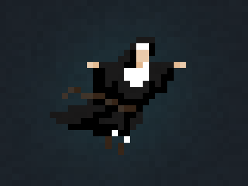 Nun of that animation fly game illustration nun pixel art