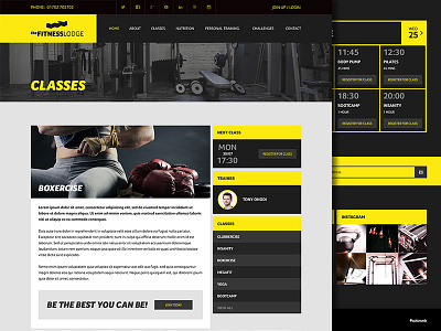 The Fitness Lodge - Class Page clean design fitness flat gym web web design website