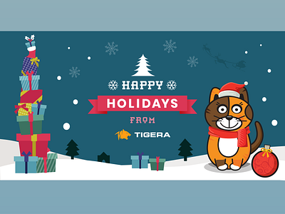 Happy Holidays - Social Media Banner banner cat christmas illustration kubernetes open source projectcalico snow winter
