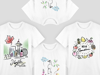 Hand drawing Illustration T-Shirts canada customizable design flower fruits handdrawing illustration ipad souvenir t shirt vancouver