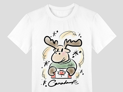 Hand drawing Illustration T-Shirts animal canada handdrawing illustration ipad moose procreate t shirt