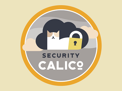 Sticker for a security software product branding cat cloud illustration illustrator lock logo secure sticker design tail typography