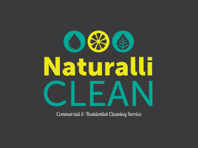NaturalliClean | Commercial & Residential Cleaning Service logo cleaning service natural lemon leaf droplet branding