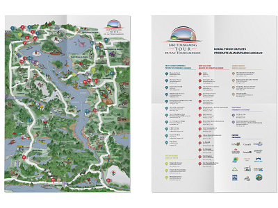 Lake Temiskaming Lake Tour Map graphic design illustrated map illustration map design