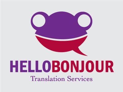 HelloBonjour Translation Services french logo frog logo logo translator logo