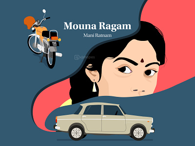 Film Poster of Mouna Ragam artist character cinema creative design designer director drama drawing dribbble film poster illustration illustrator indian love minimalism romantic tamil tamilnadu