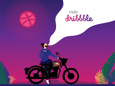 Hello Dribbble! art art direction artist designer dribbble flatdesign illustration illustrator royal enfield vector art